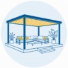 Große Terrasse über 30 m² mit Terrassendach